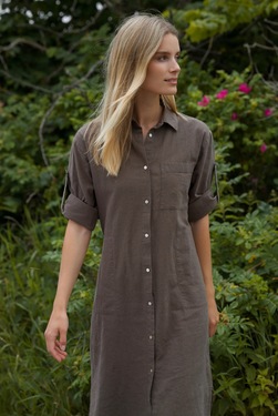 Blue Dixi Cotton/Linen Dress  - Blue Sportswear