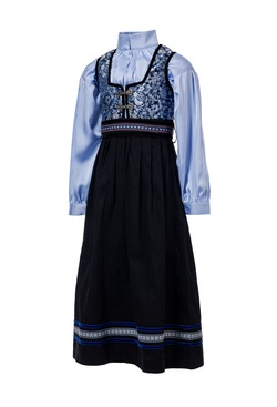 Oline Festdrakt med silke bluse BlåSølv med blå silke - Salto