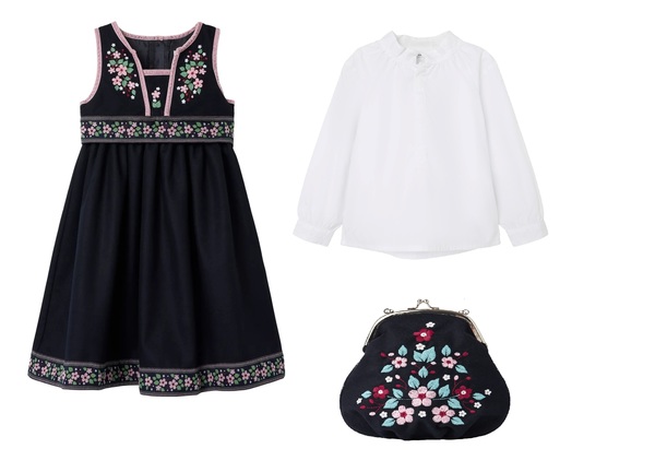 Festdrakt Rosa blomst med skjerf med rosa blomst - Name It