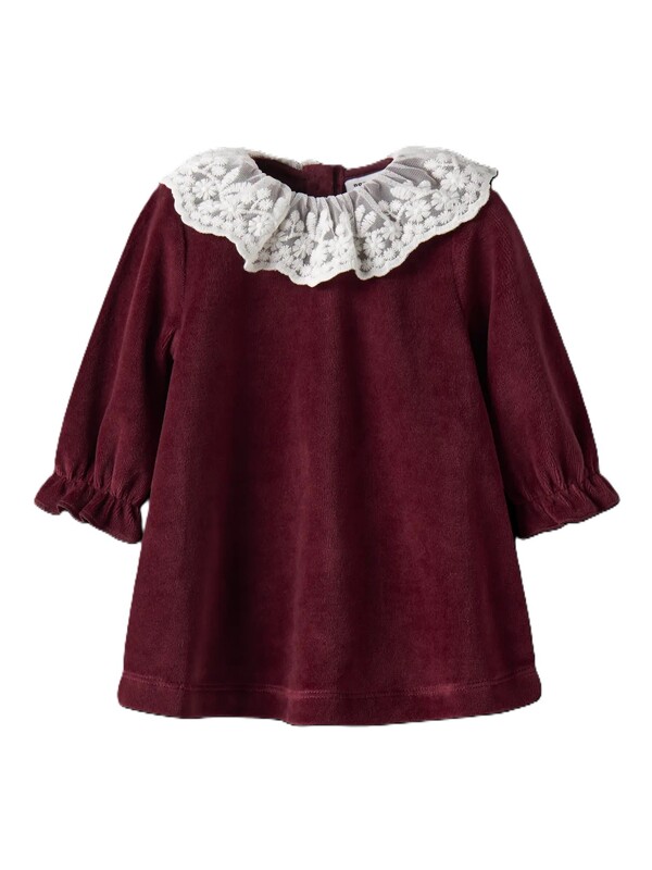 Velur Baby kjole DYP RØD - Name It