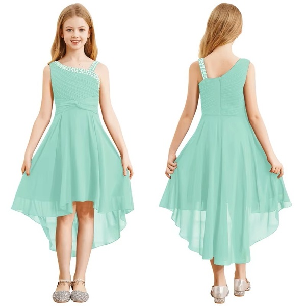 One shoulder kjole Paljett kant lys grønn - Guttogpike