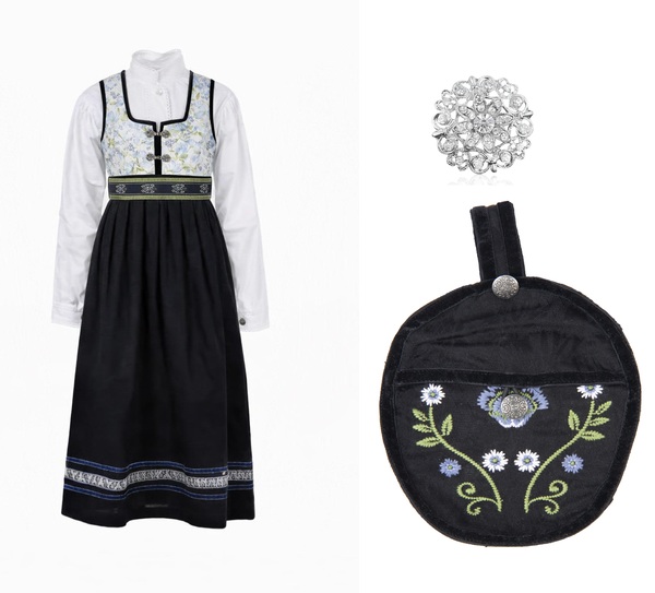 Oline Festdrakter med veske  hvit - Salto