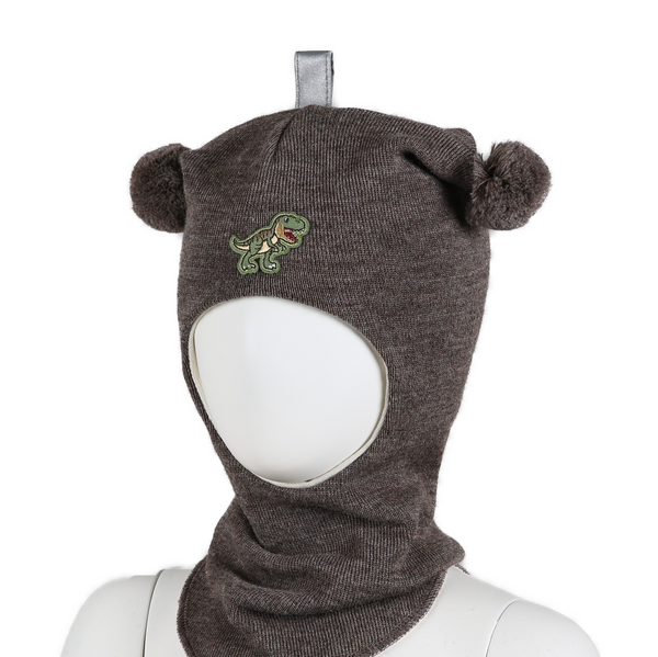 Balaclava ULL m/vindstopp DINOSAUR Brun - Kivat